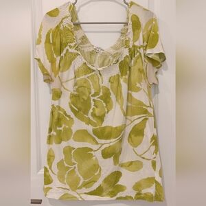 Nine West Green & White Top Size Large